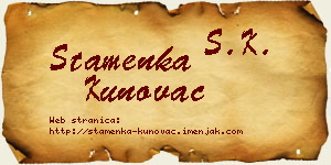 Stamenka Kunovac vizit kartica